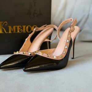 Black and Tan Studded Women's Heels